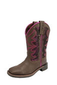 CHILDRENS ABBY BOOT- DARK BROWN/FUCHSIA