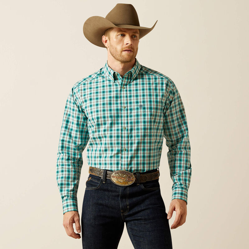 ARIAT MNS PRO SERIES BRAYDEN LS SHIRT TEAL