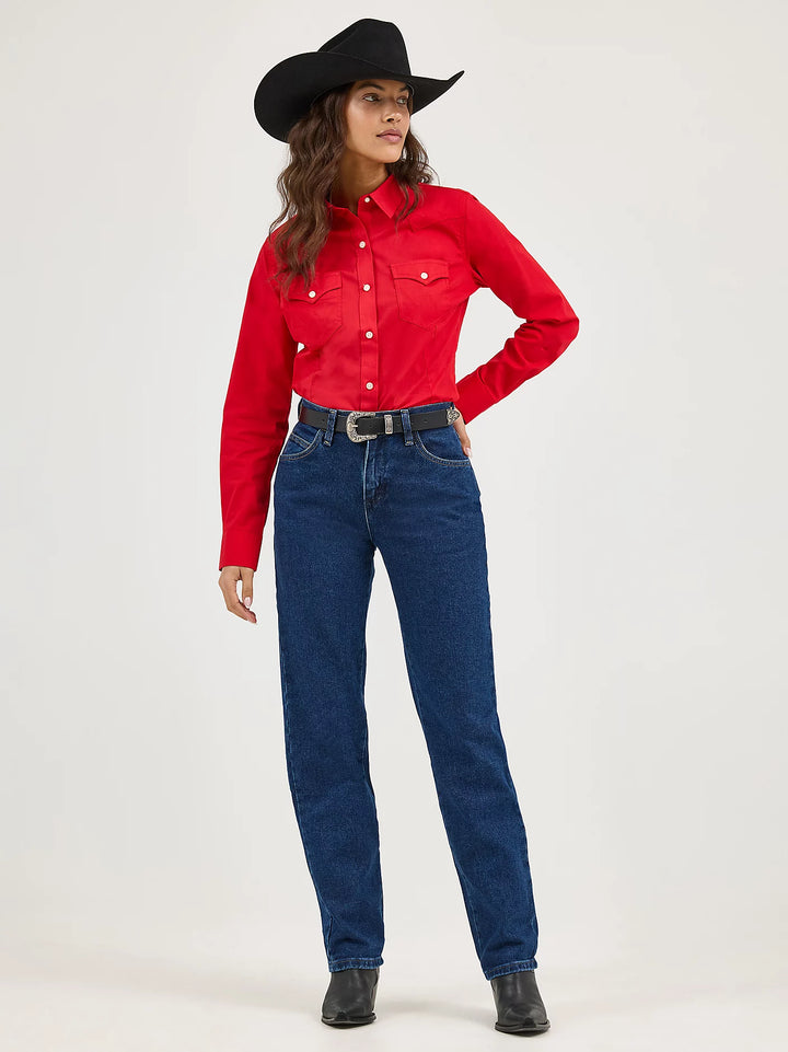 WRANGLER WMNS RETRO WESTERN RED SHIRT 112358017