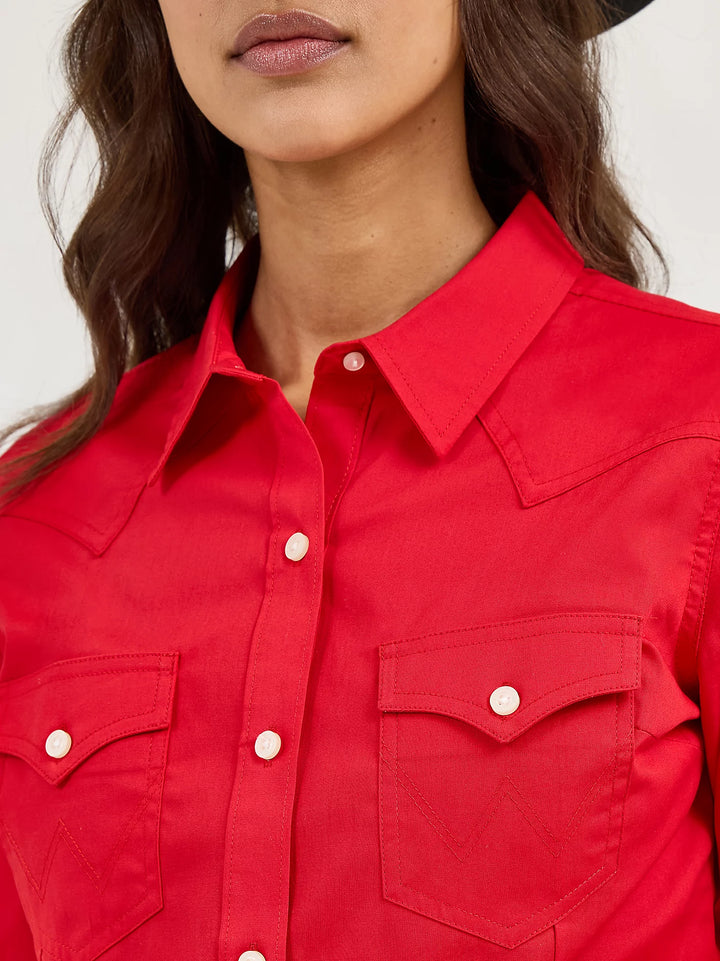 WRANGLER WMNS RETRO WESTERN RED SHIRT 112358017