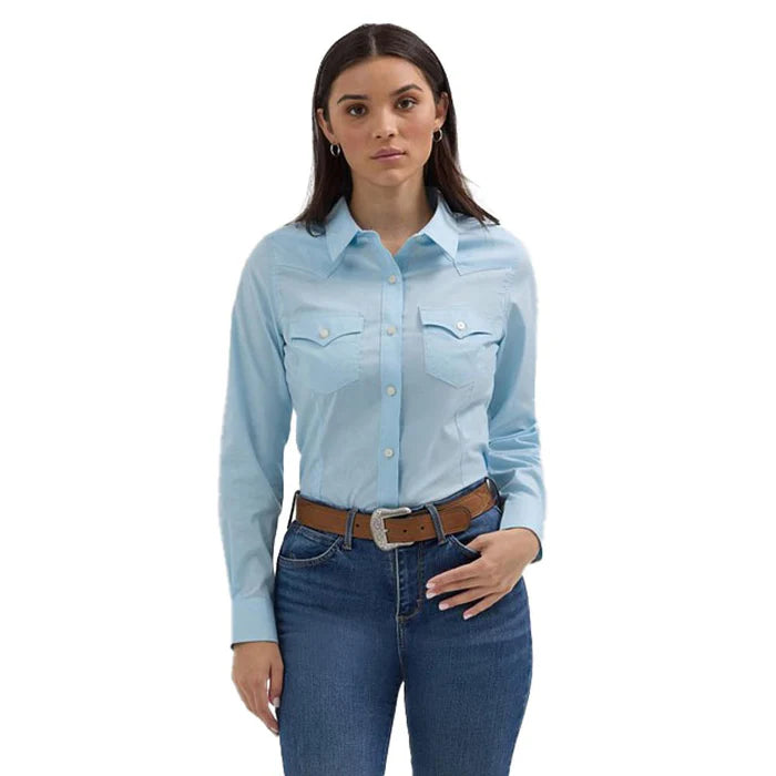 WRANGLER WMNS RETRO WESTERN LIGHT BLUE SHIRT 112358015
