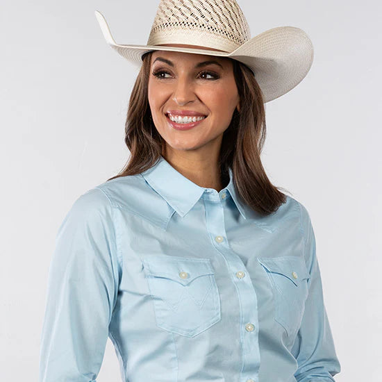 WRANGLER WMNS RETRO WESTERN LIGHT BLUE SHIRT 112358015