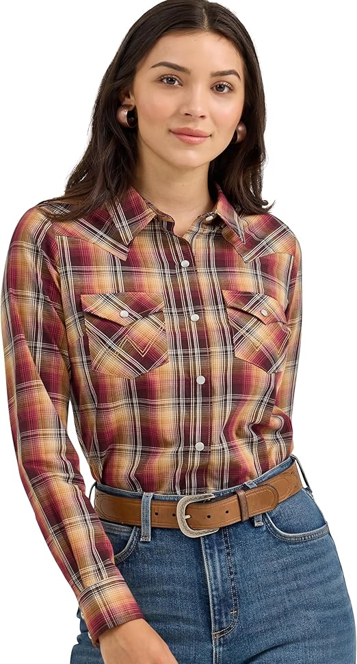 WRANGLER WMNS WESTERN SNAP LONG SLEEVE SHIRT