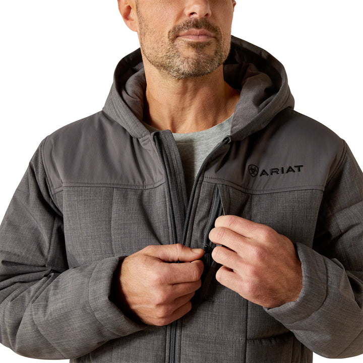 ARIAT MNS CRIUS HOODED INSULATED JACKET GREY