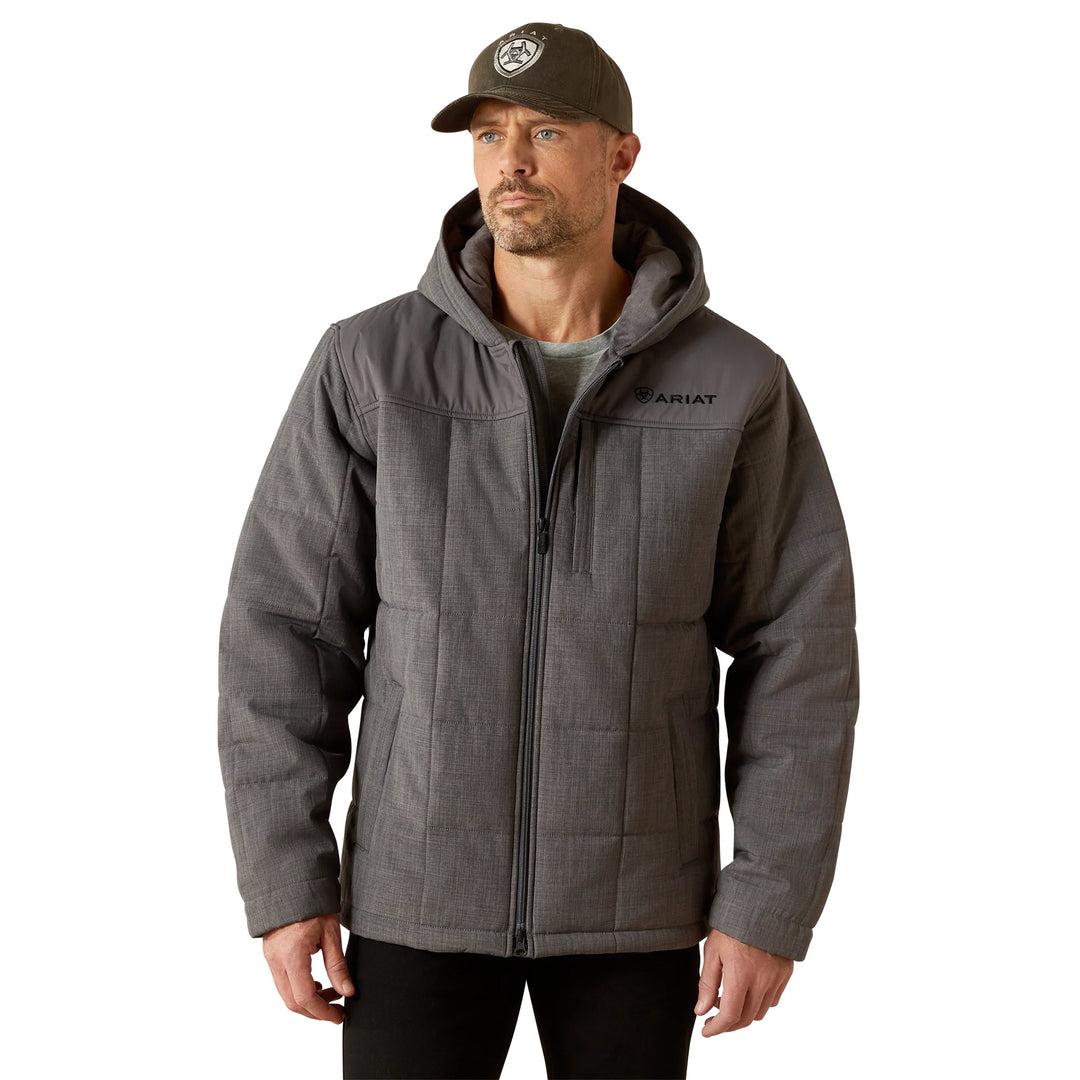ARIAT MNS CRIUS HOODED INSULATED JACKET GREY