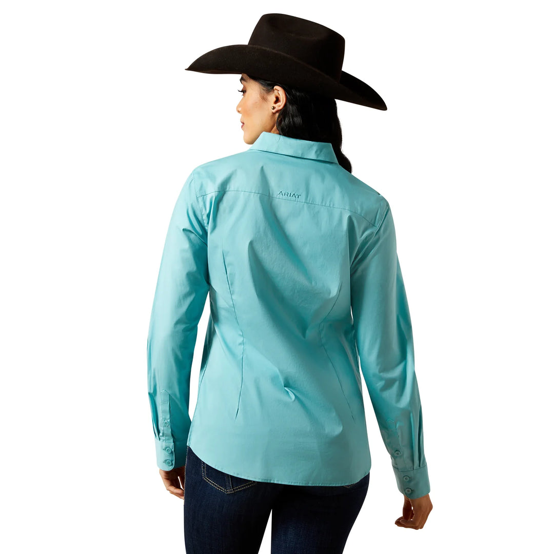 ARIAT WMNS WRINKLE RESISTANT KIRBY SHIRT AQUA SEA