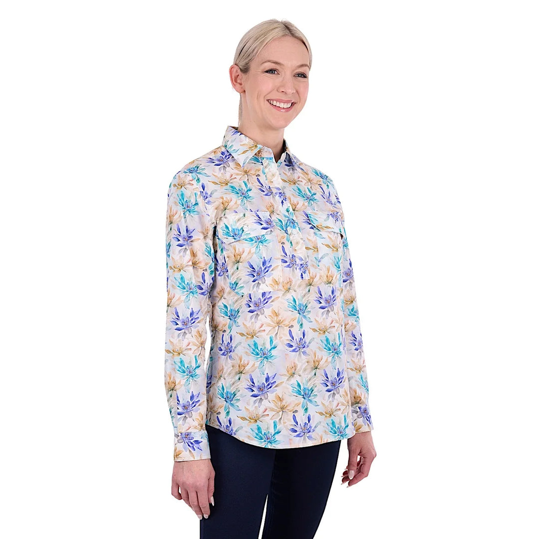 HARD SLOG WMNS MEADOW  1/2 PLKT SHIRT