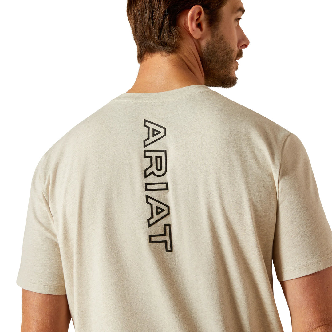 ARIAT MNS BV LOGO TEE KHAKI HEATHER