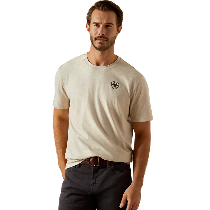 ARIAT MNS BV LOGO TEE KHAKI HEATHER