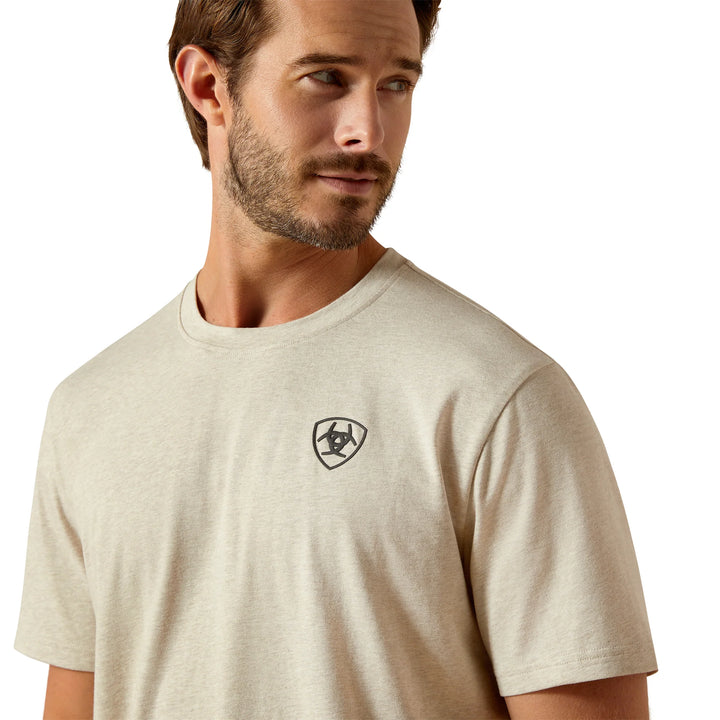 ARIAT MNS BV LOGO TEE KHAKI HEATHER