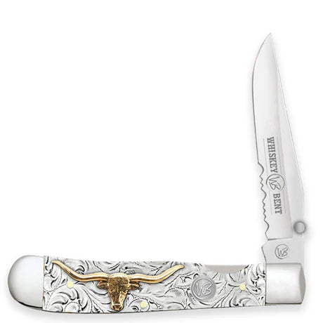 WHISKEY BENT SINGLE LOCKING BLADE WITH CLIP 50/50 SERATED TORO