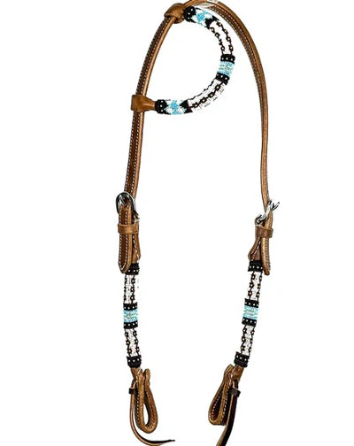 EZY RIDE BRIDLE ONE EAR WITH BLUE BEADED ACCENT