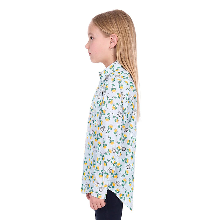 KIDS SUZIE 1/2 PLKT LS SHIRT LIGT BLUE