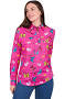 WMNS GISELLE 1/2 PLKT LS SHIRT -HOT PINK