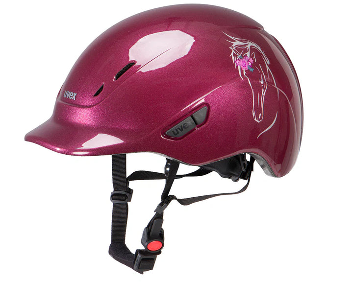 UVEX KIDDOX RIDING HELMET FLOWER SHINY BURGUNDY