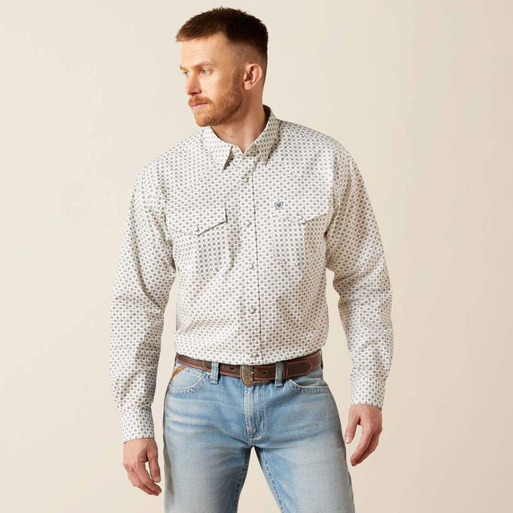 ARIAT MENS FENN SNAP LS SHIRT WHITE