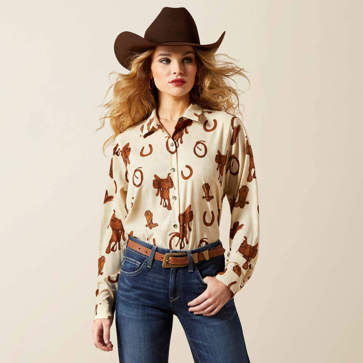 ARIAT WMNS HOMESTYLE SHIRT RODEO SPUR PRINT
