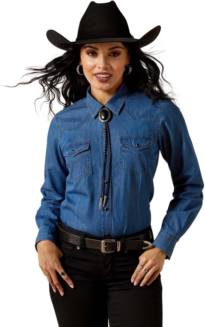 ARIAT WMNS TRUE BLUE SNAP LS SHIRT VINTAGE INDIGO