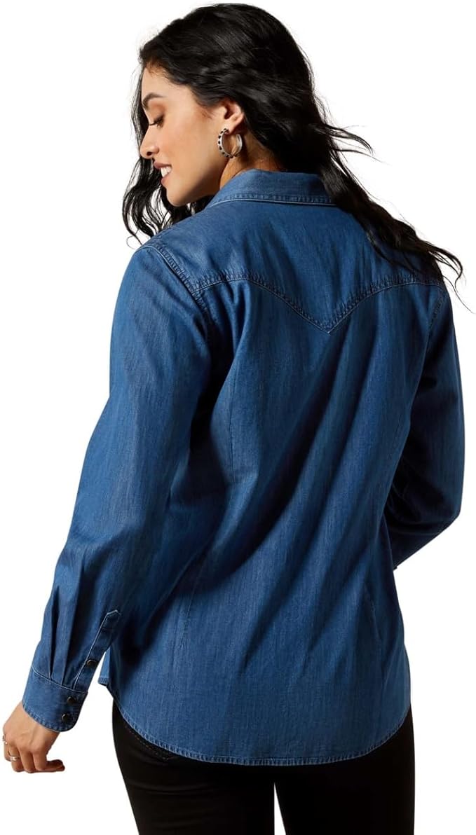 ARIAT WMNS TRUE BLUE SNAP LS SHIRT VINTAGE INDIGO