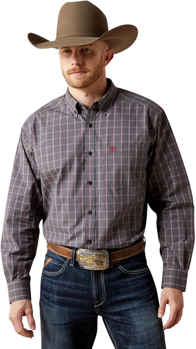 ARIAT MNS PRO SERIES TUCKER LS SHIRT GREY
