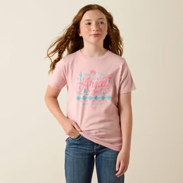 ARIAT GIRLS SOUTHWEST SUNSET SS TEE DUSTY ROSE