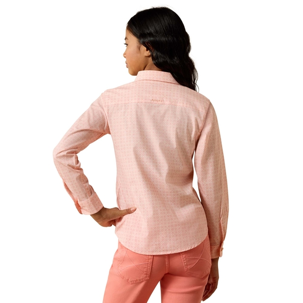 ARIAT WMNS TEAM KIRBY LS SHIRT TROPICAL PEACH GEO