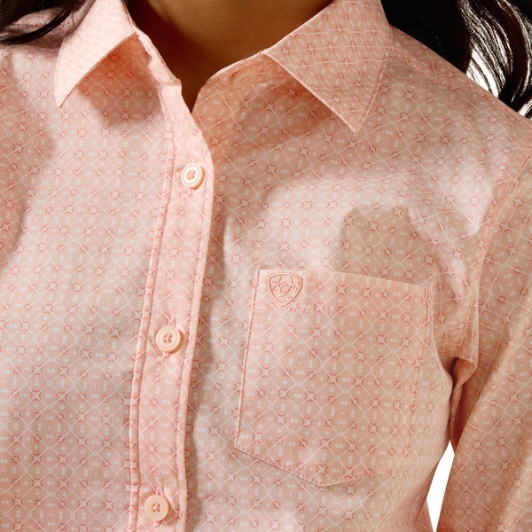 ARIAT WMNS TEAM KIRBY LS SHIRT TROPICAL PEACH GEO
