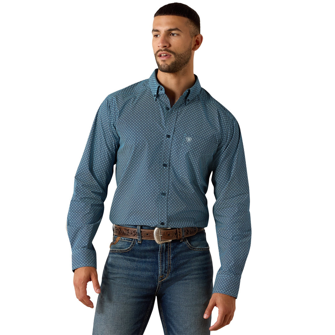 ARIAT MNS JORDI FITTED LS SHIRT POSEIDON GEO PRINT