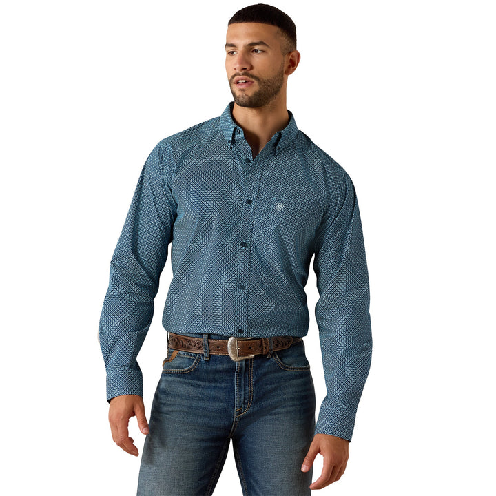 ARIAT MNS JORDI FITTED LS SHIRT POSEIDON GEO PRINT