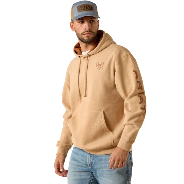 ARIAT MNS LOGO HOODIE TAN HEATHER