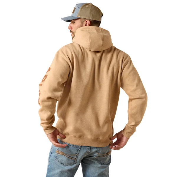 ARIAT MNS LOGO HOODIE TAN HEATHER