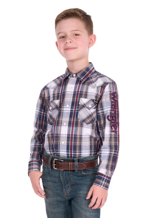 WRANGLER BOYS SHAUN LOGO LS SHIRT