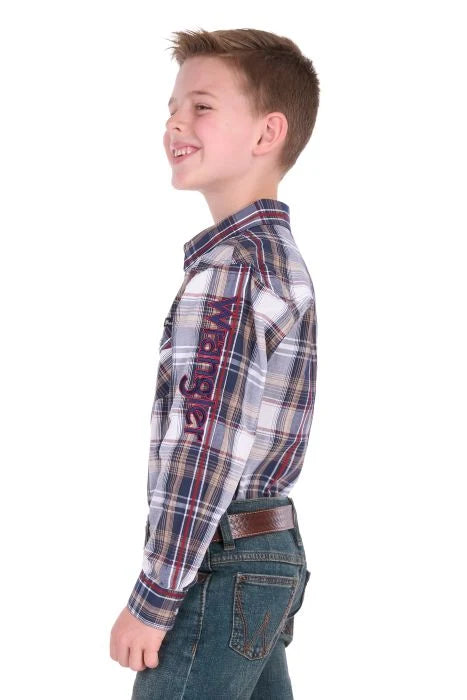 WRANGLER BOYS SHAUN LOGO LS SHIRT
