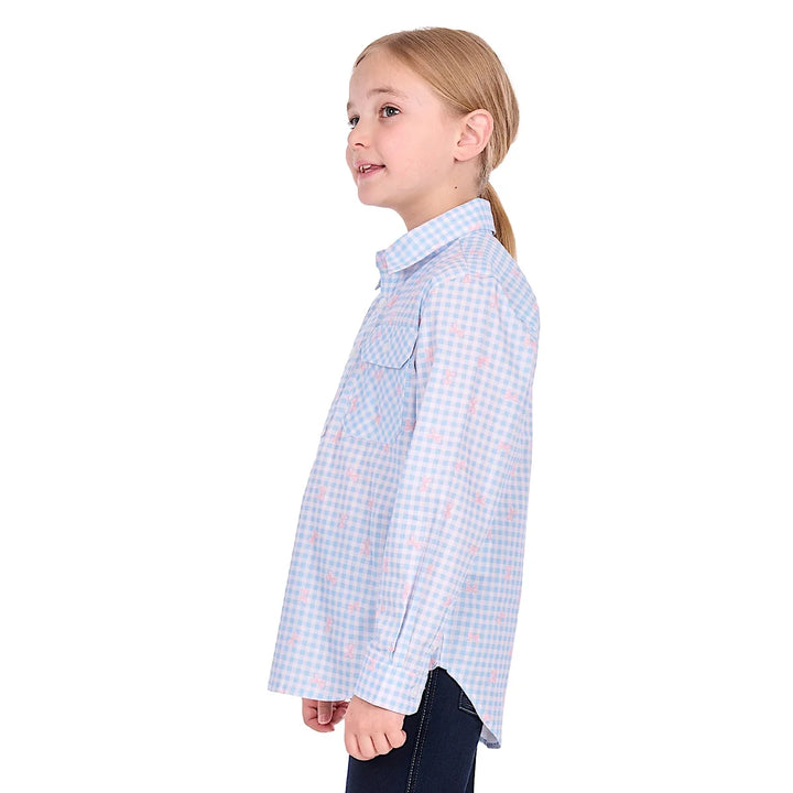 KIDS LILLIA 1/2 PLKT LS SHIRT -HARD SLOG