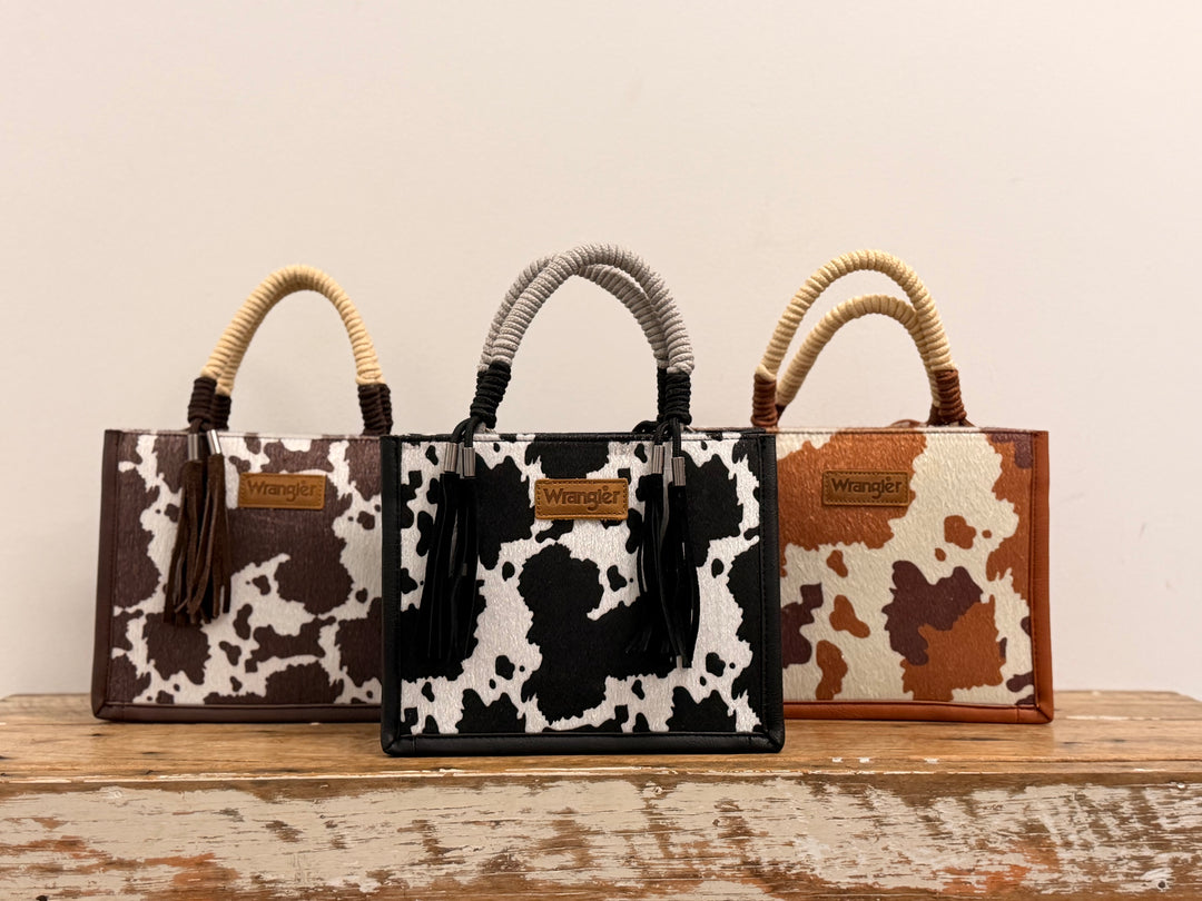 WRANGLER COW PRINT TASSEL CROSSBODY BAG