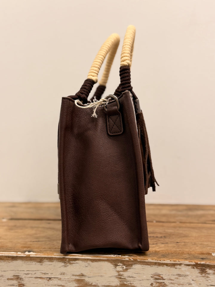 WRANGLER COW PRINT TASSEL CROSSBODY BAG