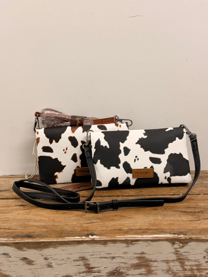 WRANGLER COW PRINT CROSSBODY WALLET