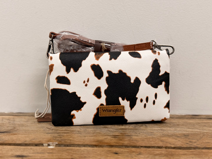 WRANGLER COW PRINT CROSSBODY WALLET
