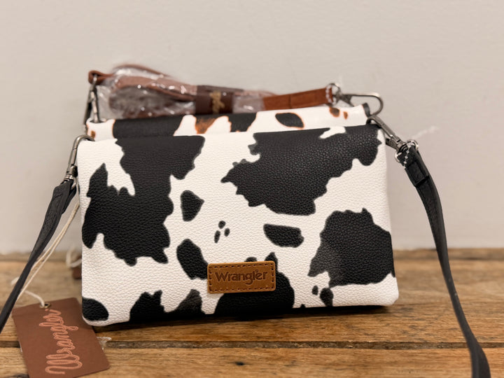 WRANGLER COW PRINT CROSSBODY WALLET