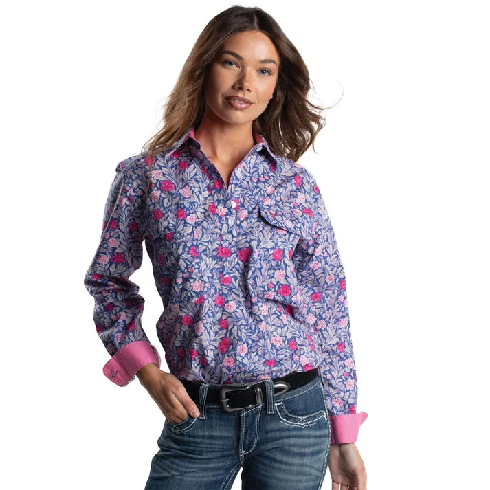JUST COUNTRY LADIES GEORGIE HALF BUTTON SHIRT