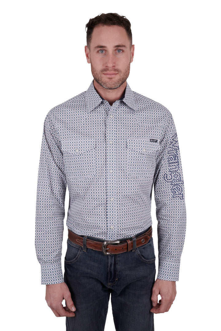 MNS WRANGLER CLINTON LOGO LS SHIRT