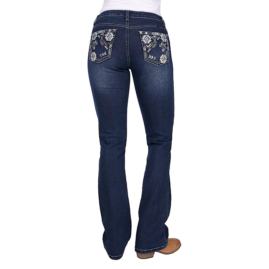 PURE WESTERN WMNS RAVEN BOOT CUT JEAN 34L