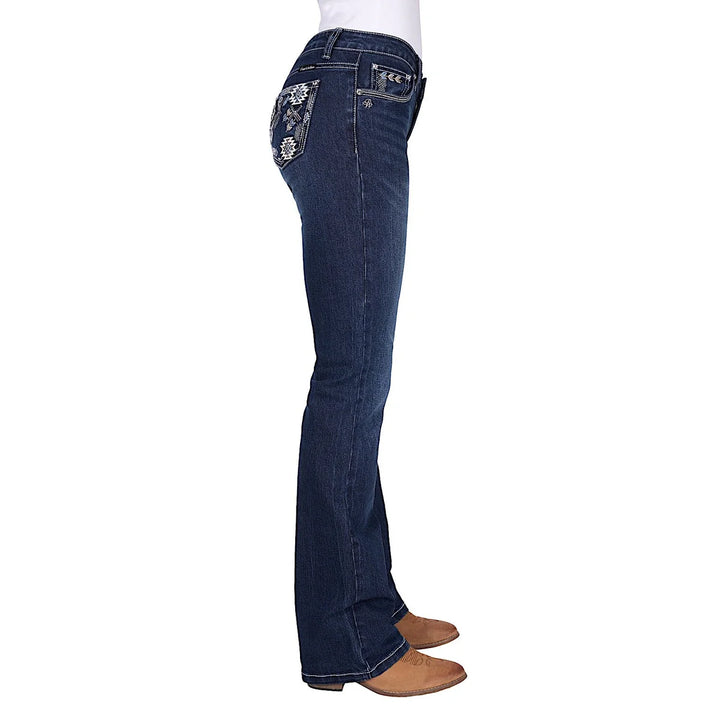 PURE WESTERN WMNS RAVEN BOOT CUT JEAN 34L