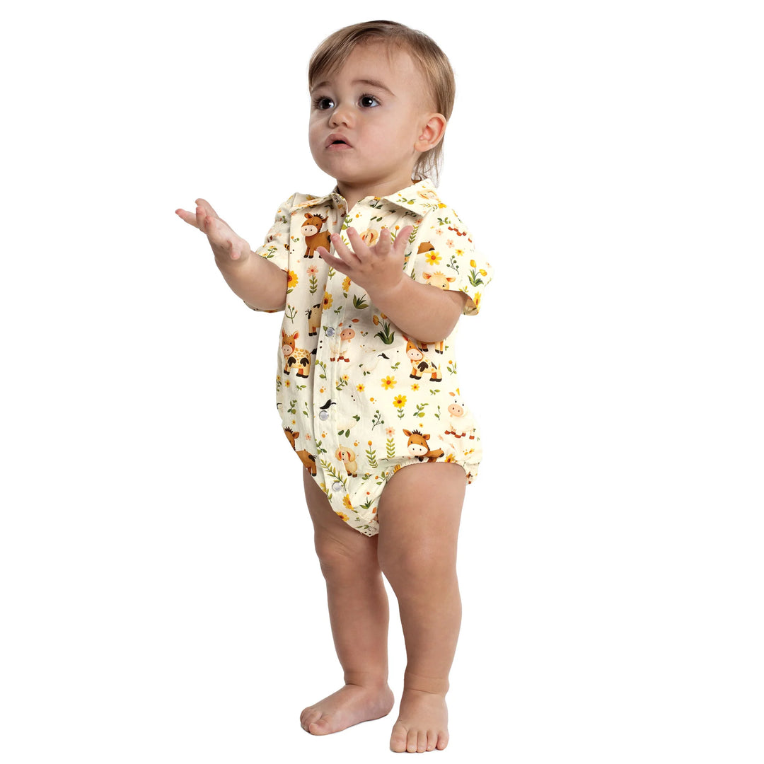 INFANT FRANKIE SHIRT CREAM ANIMAL NURSERY