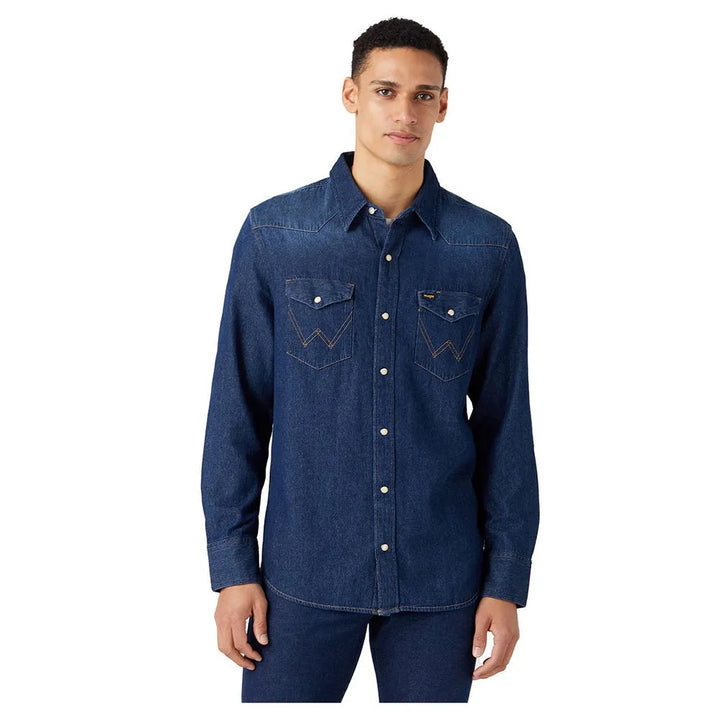 WRANGLER MENS DENIM LONG SLEEVE SHIRT